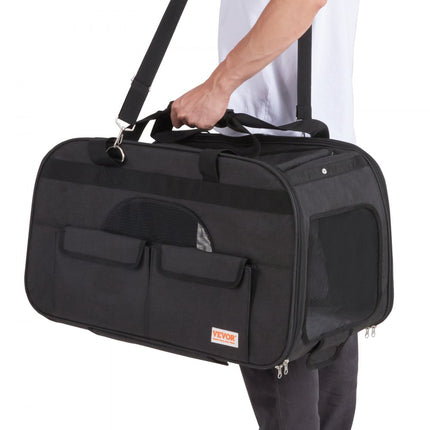 VEVOR Hondentrolley Opvouwbare hondenrugzak Max.15,8kg Draagvermogen Transporttas Gemaakt van 600D Oxford Doek Hondentrolley met 4 wielen Opbergzakken Huisdierentrolley Ideaal voor autotochten Excursies