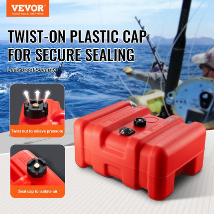 VEVOR scheepsbrandstoftank 55L draagbare boottank met buitenboordmotor kunststof buitenboordmotor scheepsbrandstoftank met slang gemakkelijk mee te nemen voor jacht vissersboot dekboot rood