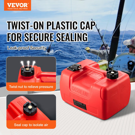 VEVOR scheepsbrandstoftank 12L draagbare boottank met buitenboordmotor kunststof buitenboordmotor scheepsbrandstoftank met slang gemakkelijk mee te nemen voor jacht vissersboot dekboot rood