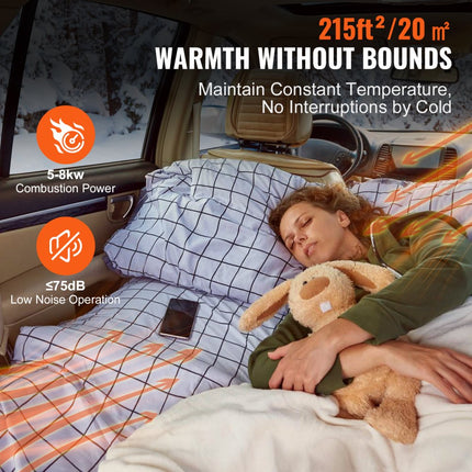 VEVOR dieselverwarmer, dieselluchtverwarmer alles-in-één met afstandsbediening en LCD-scherm, snelle verwarming, laag geluidsniveau, draagbare dieselverwarmer voor vrachtwagens, bestelwagens, campers