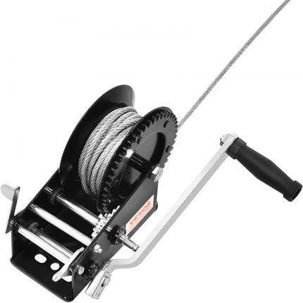 VEVOR kabellier 1587,5kg handkabellier 260x147x182mm bootlier 2-weg ratel/2 snelheden handlier met ca. 10m kabel bandlier met ergonomische handgreep handkabellier voor voertuigen en boten