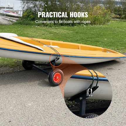 VEVOR Boottrailer Doll 450lb Laadvermogen Carbon Steel Aanhanger met 98-115 Verstelbare Lengte 16 Pneumatische Banden en Antislipbevestiging