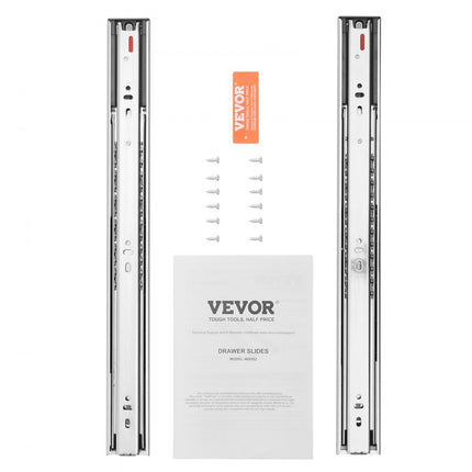 VEVOR ladegeleiders 10 paar kogelgeleiders 457,2 mm stille zachtsluitende 45,4 kg zijmontage stalen geleiderail volledig uittrekbaar voor plankenkast keuken