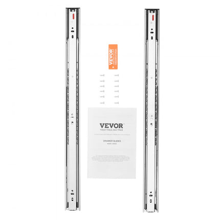 VEVOR ladegeleiders 6 paar kogelgeleiders 609,6 mm geluidsarm soft close 45,4 kg aan de zijkant gemonteerde stalen geleiderail volledige uittrekbaarheid voor plankkast keuken