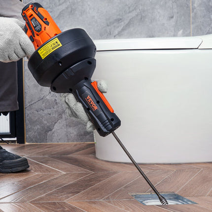 VEVOR 12V elektrische pijpreiniger Pijpreiniger Draadloos sanitairslang Automatische voeding 8m pijpslang Diameter 7mm Afvoerontstopper voor 19-50mm pijpen met oplader