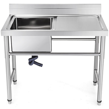 VEVOR Commerciële Gootsteen 100,33x60,96x95,25 cm Commerciële Spoelbak 1 mm Dikte Vrijstaande Gootsteen Gemaakt van Niet-magnetisch Roestvrij Staal met Spatwaterdicht Schot Gebruik in Keuken Bar enz