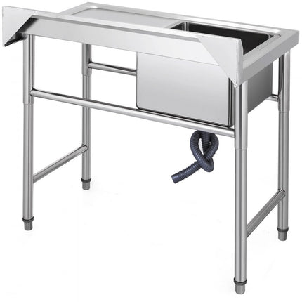 VEVOR Commerciële Gootsteen 100,33x60,96x95,25 cm Commerciële Spoelbak 1 mm Dikte Vrijstaande Gootsteen Gemaakt van Niet-magnetisch Roestvrij Staal met Spatwaterdicht Schot Gebruik in Keuken Bar enz