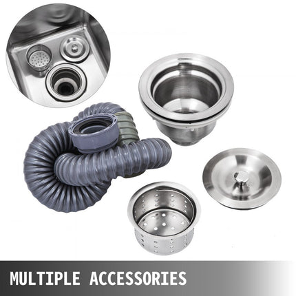 VEVOR Commerciële Gootsteen 100,33x60,96x95,25 cm Commerciële Spoelbak 1 mm Dikte Vrijstaande Gootsteen Gemaakt van Niet-magnetisch Roestvrij Staal met Spatwaterdicht Schot Gebruik in Keuken Bar enz