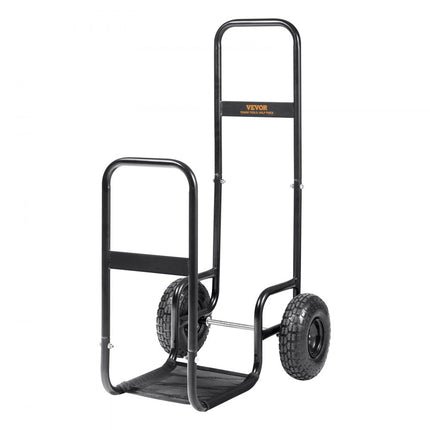VEVOR brandhoutwagen 67x52x110cm brandhoutwagen stalen brandhoutwagen met poedercoating met rubberen wielen van 266,7 mm houtwagen 113,4 kg laadvermogen transportwagen incl. bungeetouw vloernet