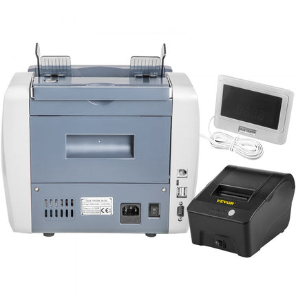 VEVOR Bankbiljettenteller, Gemengde Coupures Geldtelmachine, Meerdere Valsedetectie Biljettelmachine, Meerdere Werkende Modellen Geld Teller Machine, 800/1000/1200/1500 stukken/min Bankbiljettenteller