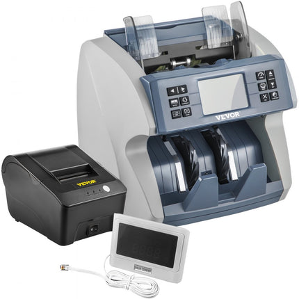 VEVOR Bankbiljettenteller, Gemengde Coupures Geldtelmachine, Meerdere Valsedetectie Biljettelmachine, Meerdere Werkende Modellen Geld Teller Machine, 800/1000/1200/1500 stukken/min Bankbiljettenteller