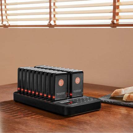 VEVOR Restaurant Pager-systeem, draadloos wachtrijsignaal met bereik van 400 m, gastoproeppieper met trillen en knipperen, 20 pagers voor foodtruck, kerk, kleuterschool