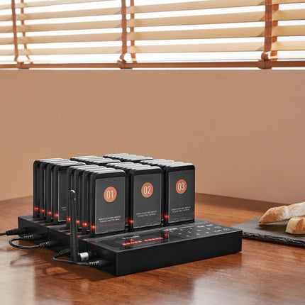 VEVOR Restaurant Pager-systeem, draadloos wachtrijsignaal met bereik van 400 m, gastoproeppieper met trillen en knipperen, 24 pagers voor foodtruck, kerk