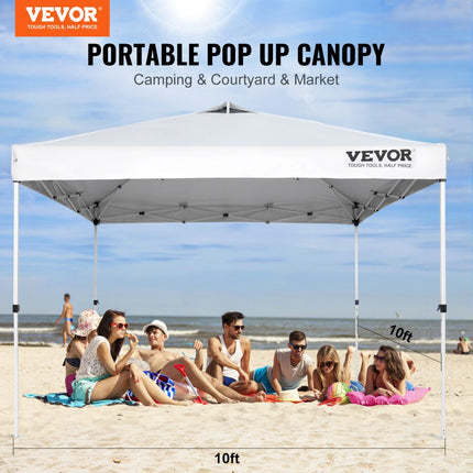 VEVOR paviljoen 304,8x304,8x320cm tuintent 250D PU zilver gecoate stof opvouwbaar paviljoen incl. opbergtas partytent 6-8 personen pop-up tent wit tuinpaviljoen voor kampeertrip