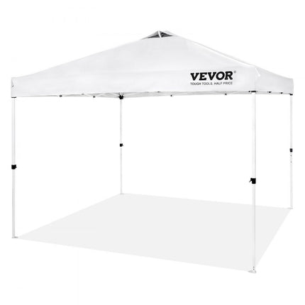 VEVOR paviljoen 304,8x304,8x320cm tuintent 250D PU zilver gecoate stof opvouwbaar paviljoen incl. opbergtas partytent 6-8 personen pop-up tent wit tuinpaviljoen voor kampeertrip