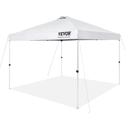 VEVOR paviljoen 304,8x304,8x320cm tuintent 250D PU zilver gecoate stof opvouwbaar paviljoen incl. opbergtas partytent 6-8 personen pop-up tent wit tuinpaviljoen voor kampeertrip