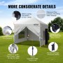VEVOR paviljoen 304,8x304,8x320cm tuintent 500D PU zilveren stof opvouwbaar paviljoen in hoogte verstelbaar incl. opbergtas partytent 6-8 personen pop-up tent wit tuinpaviljoen voor kampeertrip