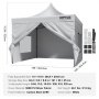 VEVOR paviljoen 304,8x304,8x320cm tuintent 500D PU zilveren stof opvouwbaar paviljoen in hoogte verstelbaar incl. opbergtas partytent 6-8 personen pop-up tent wit tuinpaviljoen voor kampeertrip