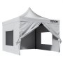VEVOR paviljoen 304,8x304,8x320cm tuintent 500D PU zilveren stof opvouwbaar paviljoen in hoogte verstelbaar incl. opbergtas partytent 6-8 personen pop-up tent wit tuinpaviljoen voor kampeertrip