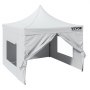 VEVOR paviljoen 304,8x304,8x320cm tuintent 500D PU zilveren stof opvouwbaar paviljoen in hoogte verstelbaar incl. opbergtas partytent 6-8 personen pop-up tent wit tuinpaviljoen voor kampeertrip