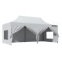 VEVOR paviljoen 304,8x609,6x320cm tuintent 500D PU zilveren stof opvouwbaar paviljoen in hoogte verstelbaar incl. opbergtas partytent 12-16 personen pop-up tent tuinpaviljoen voor kampeertrip