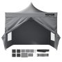 VEVOR paviljoen 304,8x304,8x320cm tuintent 500D PU zilveren stof opvouwbaar paviljoen in hoogte verstelbaar incl. opbergtas partytent 6-8 personen pop-up tent opvouwbare tent tuinpaviljoen voor kampeertrip