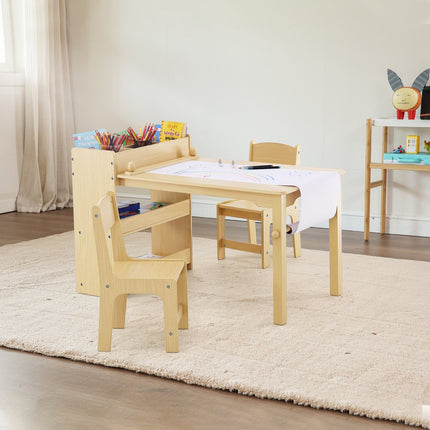 VEVOR kinderzitgroep, kindertafel, 2 kinderstoelen, 1 tafel, kinderzitgroep van MDF van de kwaliteit P2, 2 in 1 kindertafelset, bureau en kast, geschikt voor kinderen van 2-8 jaar, speelkamer