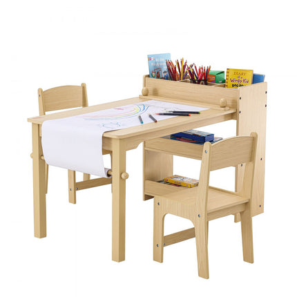 VEVOR kinderzitgroep, kindertafel, 2 kinderstoelen, 1 tafel, kinderzitgroep van MDF van de kwaliteit P2, 2 in 1 kindertafelset, bureau en kast, geschikt voor kinderen van 2-8 jaar, speelkamer