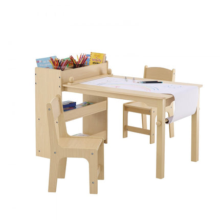 VEVOR kinderzitgroep, kindertafel, 2 kinderstoelen, 1 tafel, kinderzitgroep van MDF van de kwaliteit P2, 2 in 1 kindertafelset, bureau en kast, geschikt voor kinderen van 2-8 jaar, speelkamer