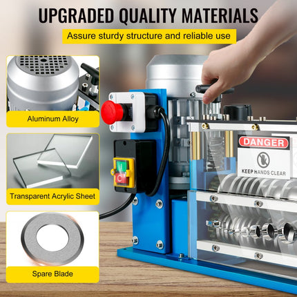 VEVOR Elektrische Draadstripmachine Blauw Elektrische Stripmachine Stripper 1,5-38 mm Automatische Elektrische Draadstripmachine Gemaakt van Aluminium