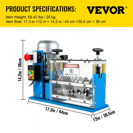 VEVOR Elektrische Draadstripmachine Blauw Elektrische Stripmachine Stripper 1,5-38 mm Automatische Elektrische Draadstripmachine Gemaakt van Aluminium