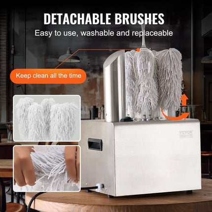 VEVOR glaspolijstmachine catering 5 polijstkoppen 330 glazen/u 1320 W