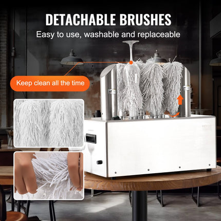 VEVOR glaspolijstmachine catering 8 polijstkoppen 660 glazen/u commercieel