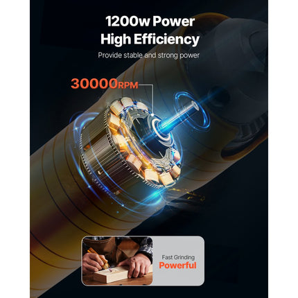 VEVOR flex-as slijpmachine roterend gereedschap 1200W 30000rpm voetpedaal 31 stuks