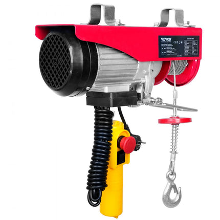 VEVOR Elektrische Lier 300 kg tot 600 kg hefhoogte 12 m Kabeltakel motorlier 1150 W koperen motorkatrol 10 m/min hijssnelheid takel