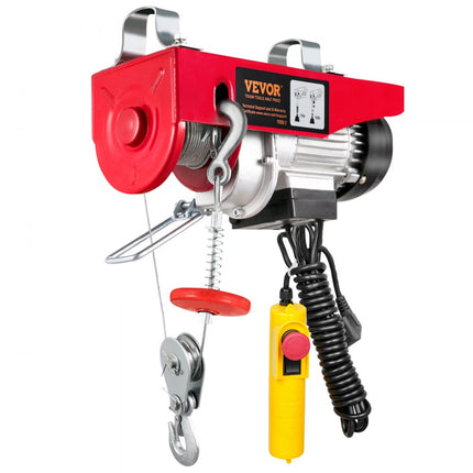 VEVOR Elektrische Lier 125 kg tot 250 kg hefhoogte 12 m Kabeltakelmotorlier 510 W koperen motorkatrol 10 m/min hijssnelheid takel met bedrade