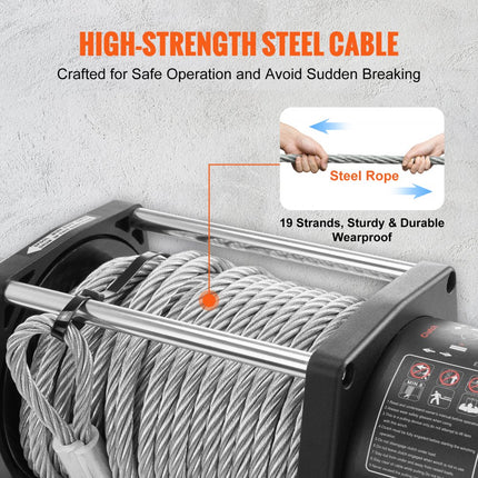 VEVOR Elektrische Lier 18.000 lb Winch Voertuigen Lier IP67 Staalkabel Draadloze Bediening