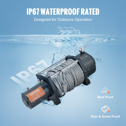 VEVOR Elektrische Lier 18.000 lb Winch Voertuigen Lier IP67 Staalkabel Draadloze Bediening