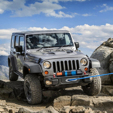 VEVOR Elektrische Lier 12V Winch 8000lbs/3629kg Off-Road Motor Lier Kabel Elektrische Lier 12-Strand Nylon Touw met 2-in-1 Controller Zwart Geschikt