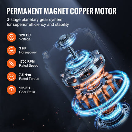 VEVOR elektrische lier 12V DC 4536kg elektrische lier motorlier 12 strengen