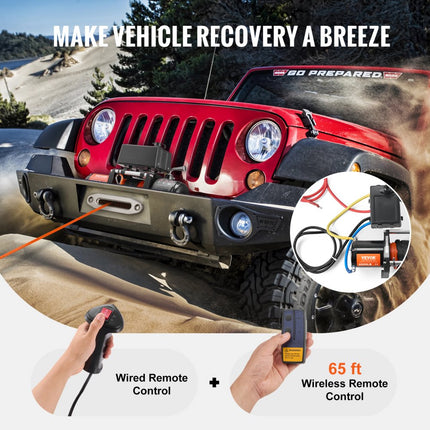 VEVOR Elektrische lier 12V DC 2722kg Elektrische lier Motorlier 12 strengen