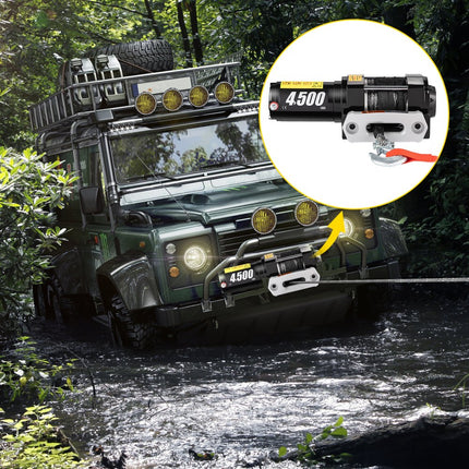 VEVOR Elektrische Lier 4.500LBS Utv Lier Kabel Lier 12V Dc met Synthetisch Touw Van 12,5M Power Winch met Draadloze Afstandsbediening Truck Lier