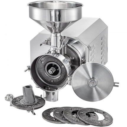 VEVOR Automatische Grain Grinder Molen 2200W, Graanmolen Grinder Roestvrij Staal Motorsnelheid 1500 r/min, Electric Snelle Grain Grinder Mill Poeder Machine Commercial Granen Korenmolen 30-50 KG/H