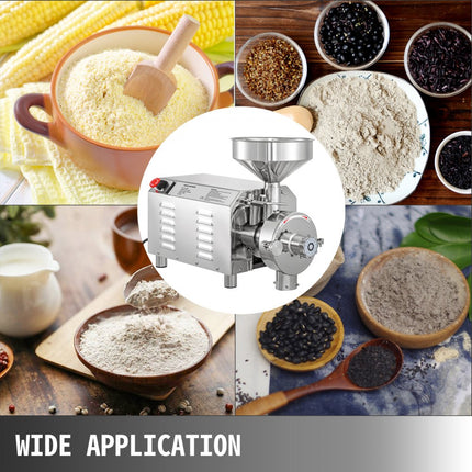 VEVOR Automatische Grain Grinder Molen 2200W, Graanmolen Grinder Roestvrij Staal Motorsnelheid 1500 r/min, Electric Snelle Grain Grinder Mill Poeder Machine Commercial Granen Korenmolen 30-50 KG/H