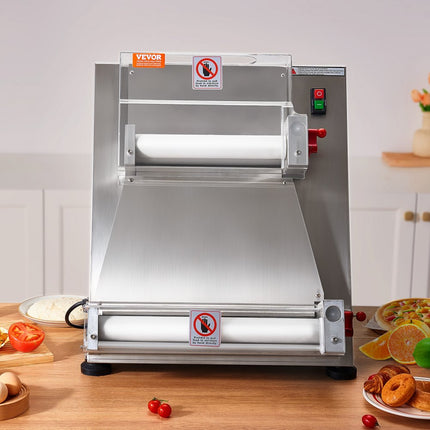 VEVOR Pizzadeegdeegpers 76,2 tot 381 mm, 1-5,5 mm dikte Making Machine voor het persen van pizza Handkeuken, 260 stks / uur elektrische pizzadeegpers, commerciële roestvrijstalen deegroller