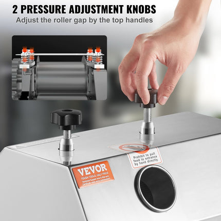 VEVOR elektrische suikerrietpers, 750 W suikerrietpers met 300 kg/u hoog vermogen, 3 roestvrijstalen rollen, 2,4 inch grote inlaat, suikerrietpers op wielen voor thuis/commercieel