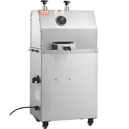 VEVOR elektrische suikerrietpers, 750 W suikerrietpers met 300 kg/u hoog vermogen, 3 roestvrijstalen rollen, 2,4 inch grote inlaat, suikerrietpers op wielen voor thuis/commercieel