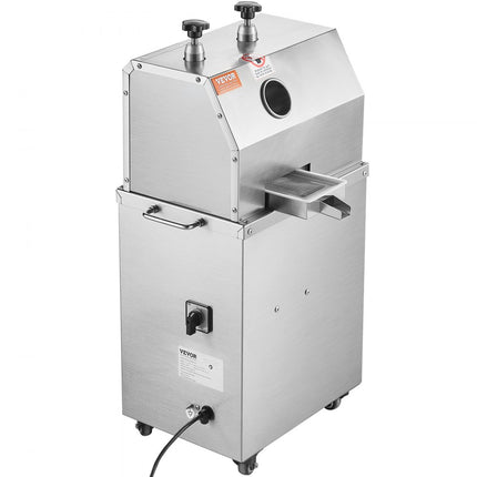 VEVOR elektrische suikerrietpers, 750 W suikerrietpers met 300 kg/u hoog vermogen, 3 roestvrijstalen rollen, 2,4 inch grote inlaat, suikerrietpers op wielen voor thuis/commercieel