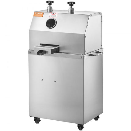 VEVOR elektrische suikerrietpers, 750 W suikerrietpers met 300 kg/u hoog vermogen, 3 roestvrijstalen rollen, 2,4 inch grote inlaat, suikerrietpers op wielen voor thuis/commercieel