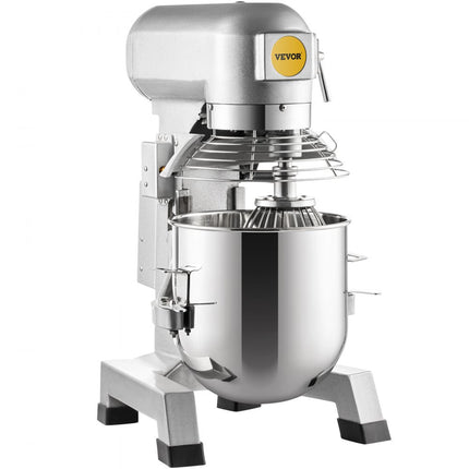 VEVOR Keukenmachine, Commerciële Kneedmachine met 10Qt RVS Kom, 850W Zware Elektrische Keukenrobot met 3 Snelheden 113/184/341RPM, Deeghaak Klopklopper Inbegrepen, Staande Mixer voor Bakkerij Pizzeria